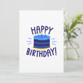 ブルーの層が美しい誕生日ケーキのカード 招待状 (スタンド正面)