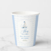 ブルーの帆船と「Ahoy It's A Boy Baby Shower」 紙コップ (正面)