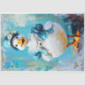 ブルーの帽子をかぶった気まぐれなガチョウのデコパージュ 薄葉紙 (正面)