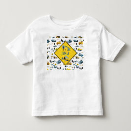 ブルーの建設トラック＆工事現場 テーマパターン 年齢 トドラーTシャツ