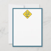 ブルーの建設トラック & 工事現場 テーマ柄 子ども ノートカード (正面)