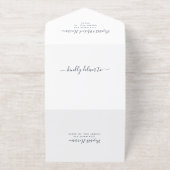 ブルーの後にシックで幸せ結婚に オールインワン招待状 (外側)