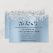 ブルーの情報カード ウェディング 詳細 エンクロージャー カード (正面/裏面)