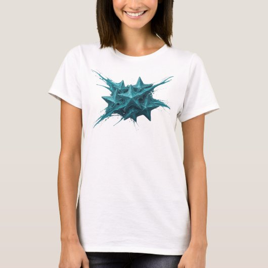 ブルーの抽象的な星のビジュアルデザイン Tシャツ (正面)