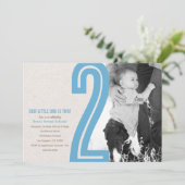 ブルーの数字の2の誕生日パーティー招待状 招待状 (スタンド正面)