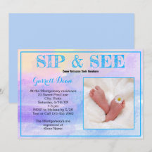 ブルーの新生児「Sip and See」カスタム写真パーティー