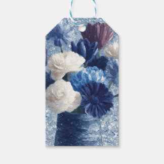 ブルーの朝の花|オーダーメイドのブルーフラワー ギフトタグ