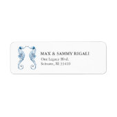 ブルーの水彩イカダコの住所ラベル ラベル (正面)