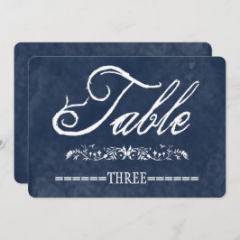 ブルーの水彩ウェディングテーブルナンバー 招待状