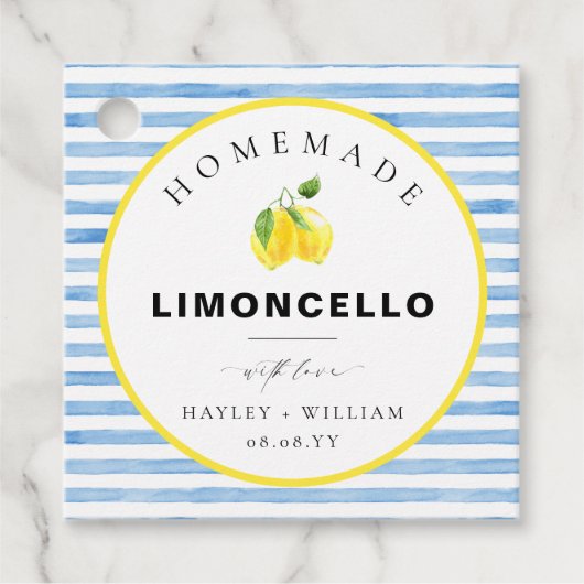 ブルーの水彩ストライプ リモンチェッロ フェイバータグ (正面)