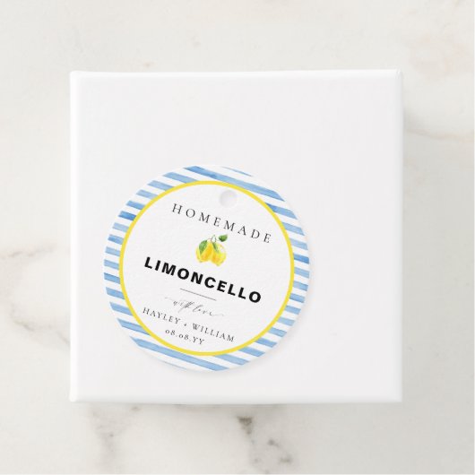ブルーの水彩ストライプ リモンチェッロ フェイバータグ (インサイチュ)
