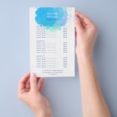 ブルーの水彩スプラッシュ サロンサービスメニュー チラシ (ハンドル)