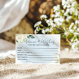 ブルーの水彩画の白いバラのアドバイスと願い エンクロージャーカード