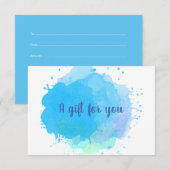 ブルーの水彩画の飛沫　クリエイティブなギフト券 (正面/裏面)