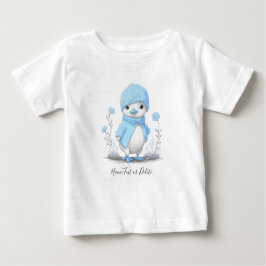 ブルーの水彩画ダックベイビーTシャツ ベビーTシャツ