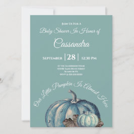 ブルーの水彩画 うちのちいさいパンプキンベイビーシャワー