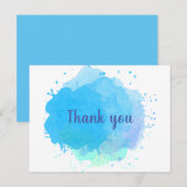 ブルーの水彩画 スプラッシュ ビジネス サンクス ポストカード (正面/裏面)