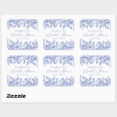 ブルーの水彩花のウェディングシャワープレゼント スクエアシール (シート)