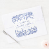 ブルーの水彩花のウェディングシャワープレゼント スクエアシール (封筒)