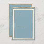 ブルーの水彩花モチーフ ゴールドフレームテンプレート 招待状 (正面/裏面)