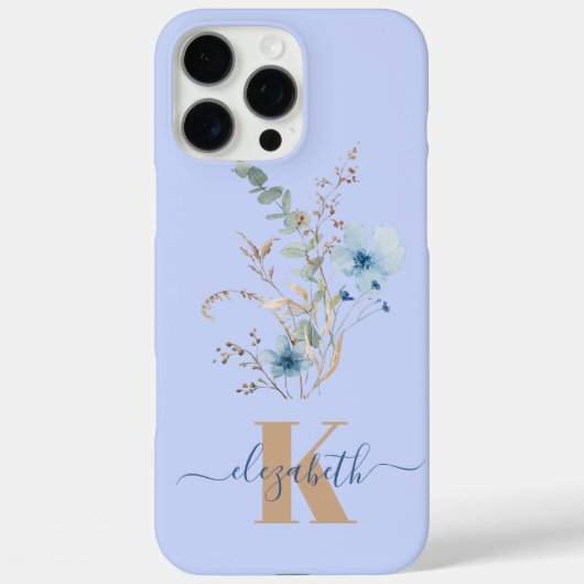 ブルーの水彩花束のデザイン ラスティックな雰囲気 Case-Mate iPhoneケース (裏面)