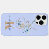 ブルーの水彩花束のデザイン ラスティックな雰囲気 Case-Mate iPhoneケース (裏面 (横))