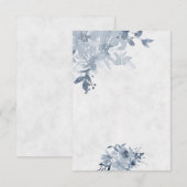 ブルーの水彩花柄のウェディングデザイン（予算内） 招待状 (正面/裏面)