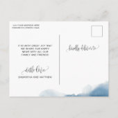 ブルーの水彩、婚約しました、エンゲージメント 案内ポストカード (裏面)