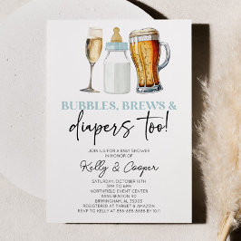 ブルーの泡が生えオムツも!赤ちゃんシャワー 招待状