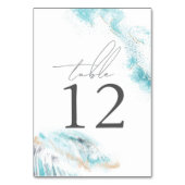 ブルーの波が海岸に打ち寄せるウェディング テーブルナンバー (裏面)