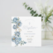 ブルーの洗礼招待状テンプレート 招待状 (スタンド正面)