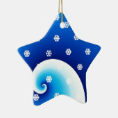 ブルーの海岸の波 クリスマス セラミックオーナメント (右)