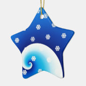 ブルーの海岸の波 クリスマス セラミックオーナメント (左)