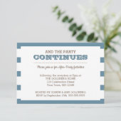 ブルーの海軍ストライプ アフターパーティーカード 招待状 (スタンド正面)