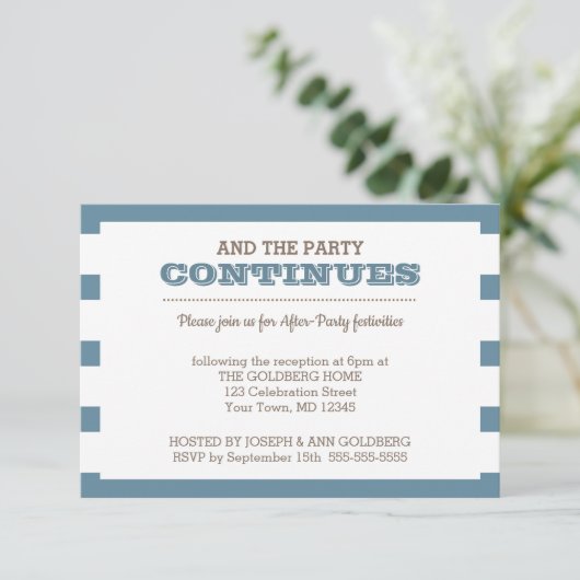 ブルーの海軍ストライプ アフターパーティー カード (スタンド正面)