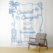 ブルーの海辺をイメージしたカウガール風独身パーティー タペストリー (インサイチュ)