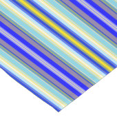 ブルーの濃淡とイエローのストライプのテーブルランナー ショートテーブルランナー (コーナー)