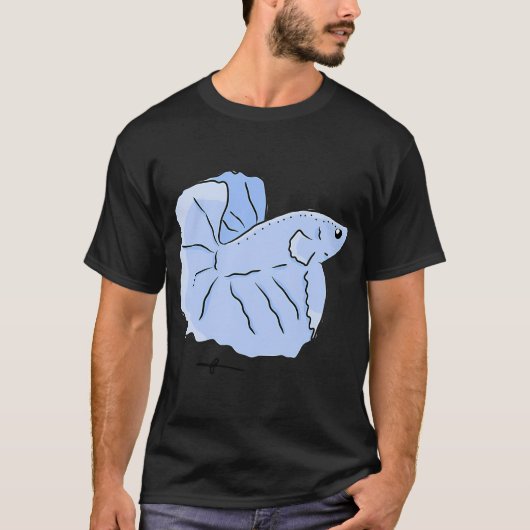 ブルーの熱帯魚x tシャツ (正面)