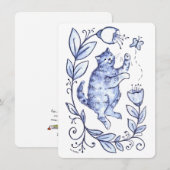 ブルーの猫のグリーティングカード シーズンカード (正面/裏面)