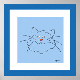 ブルーの猫のポスター印刷 16x16 ポスター