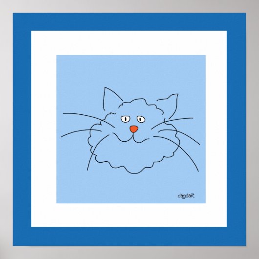 ブルーの猫のポスター印刷 16x16 ポスター (正面)
