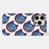 ブルーの猫の大きな笑顔 ヴィンテージ・ハロウィン iPhoneケース (裏面横)