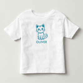 ブルーの猫の誕生日パーティーに、オーダーメイドのカラーキットン トドラーTシャツ