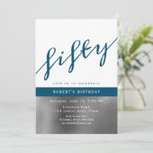 ブルーの男性 50歳の誕生日 招待状 (スタンド正面)