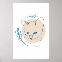 ブルーの瞳の猫のシンプルな線画