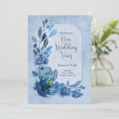 ブルーの結婚シェードで誓招待状バラを更新 招待状 (スタンド正面)