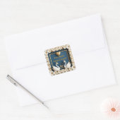 ブルーの結婚式スワン オーダーメイド 名前 デコレーション 💍 スクエアシール (封筒)