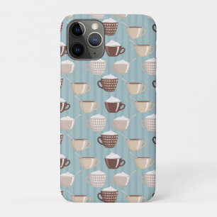 ブルーの縦線が入ったコーヒーカップとクリーム iPhone 11 PROケース