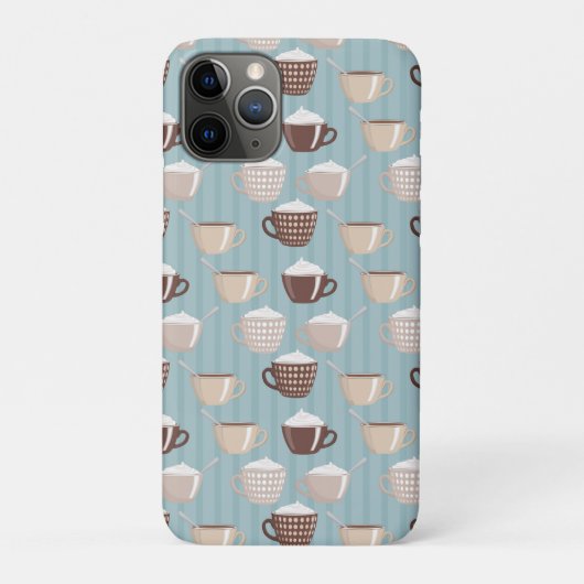 ブルーの縦線が入ったコーヒーカップとクリーム Case-Mate iPhoneケース (裏)
