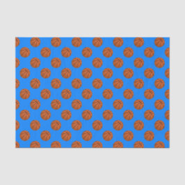 ブルーの背景にブラウンのバスケットボール 薄葉紙